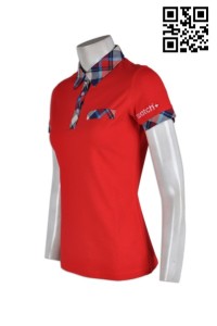 P496 西裝領假兩件polo上衣 設計訂造 鍾表飾品行業polo上衣 胸口貼袋 格子領 恤衫領 廣告polo上衣 polo上衣公司    紅色  